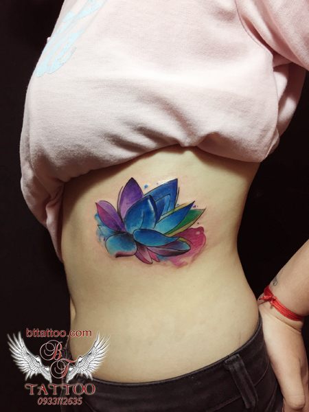 lotus water color tattoo