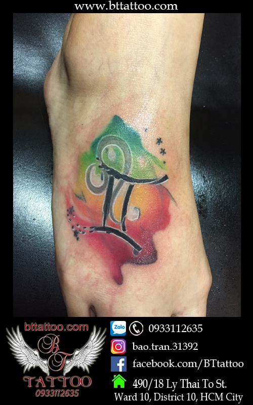 zodiac watercolor tattoo,  hình xăm màu nước cung hoàng đạo 
