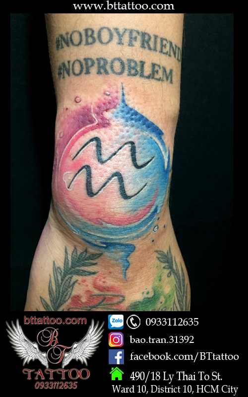 zodiac watercolor tattoo,  